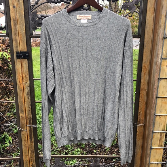Norm Thompson gray silk and cashmere blend long sleeve sweater size XL - Picture 1 of 4